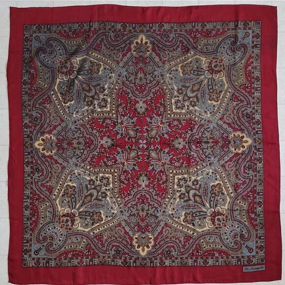 Mulmangcho Paisley Burgundy and Gray Scarf - Picture 2 of 5